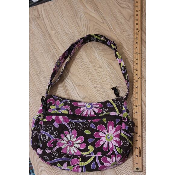 Vera Bradley Womens Purple Punch Purse Shoulder Tote Bag Brown Floral Quilted - Picture 5 of 5